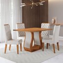 Ver imagem 1 de Conjunto Sala de Jantar Serenata Mesa 120x80cm e 4 Cadeiras Iza Mel/bege - Casa Giulia
