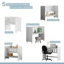 Ver imagem 5 de Quarto de Bebê Mini Berço com Colchão, Cômoda 1 Porta 4 Gavetas e Roupeiro Flocos 3 Portas 2 Gavetas Branco