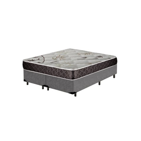 Cama Box King Colchão Gold Espuma D33 Acolchões + Box Suede 64x193x203:Cinza
