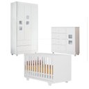 Ver imagem 1 de Quarto de Bebe com Berço Mini Cama 100% MDF Life Cômoda Life Guarda-Roupa Life Branco