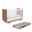 Ver imagem 4 de Quarto de Bebê Berço Mini Cama, Cômoda 1 Porta 4 Gavetas e Roupeiro Flocos 3 Portas 2 Gavetas Branco