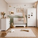 Ver imagem 1 de Quarto de Bebe com Berço Mini Cama 100% MDF com Colchão Life Cômoda Life Guarda-Roupa Life Branco