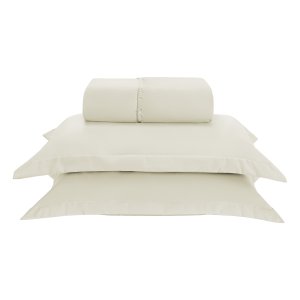 Kit Jogo Lençol Elastico 300 Fios Varios Tamanhos Fronha Aba Colorido Acetinado Moderno Marfim