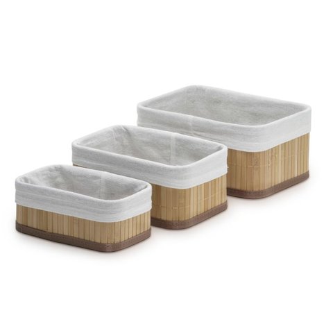 Jg 3 Cestos Organizadores Forrados Bambu Mimo Bm20201