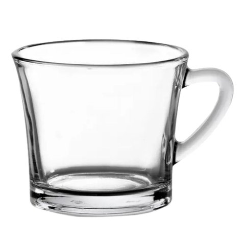 Kit 12 Xícara Fundo Reto Vidro 165ml Chá, Café, Transparente