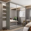 Ver imagem 1 de Guarda-Roupa Casal 100% MDF BP com 3 Portas de Espelho Geneve Cinza/Urbi