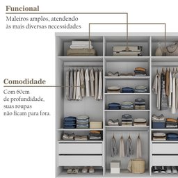 Guarda-roupa Casal 100% Mdf Bp com 3 Portas de Espelho Geneve - 8