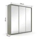 Ver imagem 3 de Guarda-Roupa Casal 3 Portas com Espelho 100% MDF Geneve Cinza/Urbi