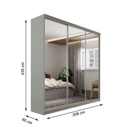 Guarda-roupa Casal 100% Mdf Bp com 3 Portas de Espelho Geneve - 4