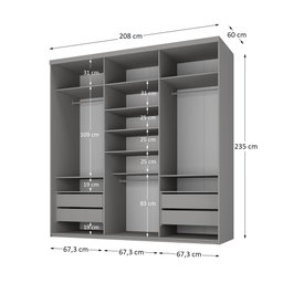 Guarda-roupa Casal 100% Mdf Bp com 3 Portas de Espelho Geneve - 5