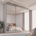 Ver imagem 1 de Guarda-Roupa Casal 3 Portas com Espelho 100% MDF Geneve Cinza/Urbi