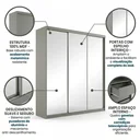 Ver imagem 6 de Guarda-Roupa Casal 3 Portas com Espelho 100% MDF Geneve Cinza/Urbi