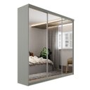 Ver mais imagens de Guarda-Roupa Casal 3 Portas com Espelho 100% MDF Geneve Cinza/Urbi