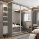 Ver imagem 7 de Guarda-Roupa Casal 3 Portas com Espelho 100% MDF Geneve Cinza/Urbi