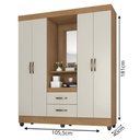 Ver imagem 4 de Roupeiro Capelinha 4 Portas 2 Gavetas Lite Nature Off White Espelho 150cm Mdp