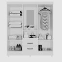 Ver imagem 3 de Roupeiro Capelinha 4 Portas 2 Gavetas Lite Nature Off White Espelho 150cm Mdp
