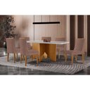 Ver imagem 1 de Conjunto: Mesa de Cozinha Nevada Curvo 180cm + 6 Cadeiras Dakota Madeira Naturale/off White -