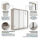 Ver imagem 6 de Guarda-Roupa Casal 3 Portas com Espelho 100% MDF Geneve Bege/Panna