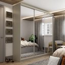 Ver imagem 7 de Guarda-Roupa Casal 3 Portas com Espelho 100% MDF Geneve Bege/Panna