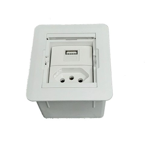 Mini Caixa de Embutir Universal 1 Tomada 20A 1 USB - Branca QTMOV Caixa Universal - Branca
