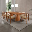 Ver imagem 1 de Sala de Jantar Mesa Noronha 220cm Tampo Laminado Canto Barril com 8 Cadeiras Viena