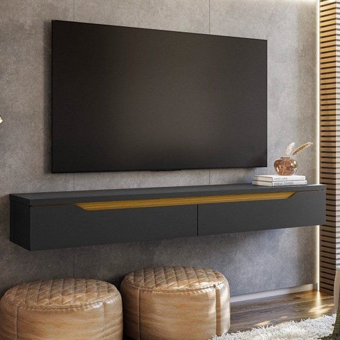 Rack Suspenso para TV até 55 Polegadas MDF 160cm Uno Preto