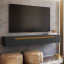 Ver imagem 1 de Rack Suspenso para TV até 55 Polegadas MDF 160cm Uno Preto