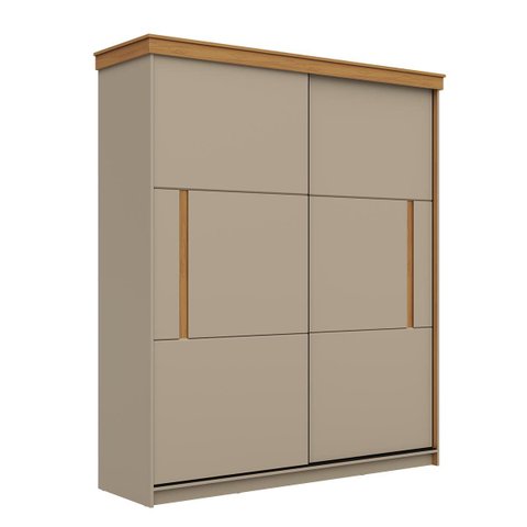 Roupeiro Bristol 189,5x220cm 2 Gavetas 2 Portas Correr Corda/Freijó BRI122