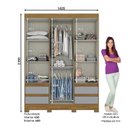 Ver imagem 3 de Guarda Roupa Casal B55 Nature Cinza – Briz Móveis