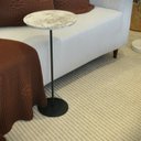 Ver imagem 5 de Mesa Lateral Norina - Alta, Tampo Redondo Imerso e Base Verde Oliva. Cinza 100% MDF