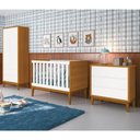Ver imagem 2 de Dormitório Infantil Classic 2 Portas, Cômoda, Berço Branco/Savana com Pés Amadeirado e Colchão