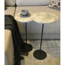 Ver mais imagens de Kit 2 Mesas Laterais Norina - Média / Alta, Tampo Redondo Imerso e Base Verde Oliva. Cinza 100% MDF