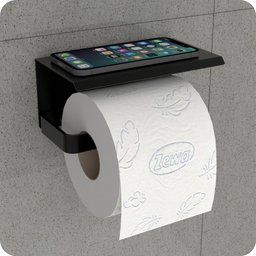 Porta Papel Higiênico Inox De Parede Banheiro Preto MAX - 1