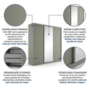 Ver imagem 6 de Guarda-Roupa Casal 3 Portas e 1 Espelho 100% MDF Geneve Cinza/Urbi