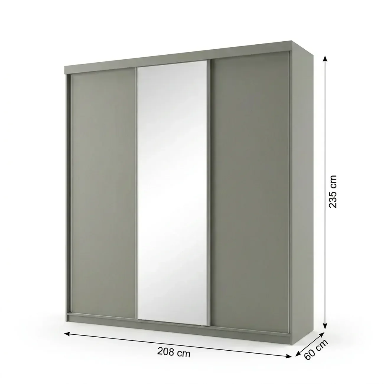 Ver imagem 3 de Guarda-Roupa Casal 3 Portas e 1 Espelho 100% MDF Geneve Cinza/Urbi