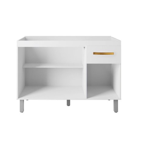 Balcão de Pia 120cm 3 Portas 1 Gaveta Dalia sem Tampo sem Cuba Branco