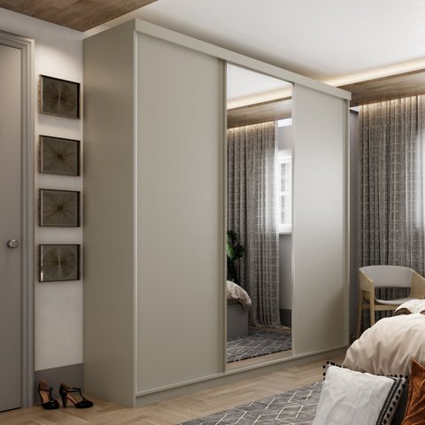 Guarda-roupa Casal 100% Mdf Bp com 3 Portas e 1 Espelho Geneve