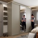Ver imagem 2 de Guarda-roupa Casal 100% Mdf Bp com 3 Portas e 1 Espelho Geneve