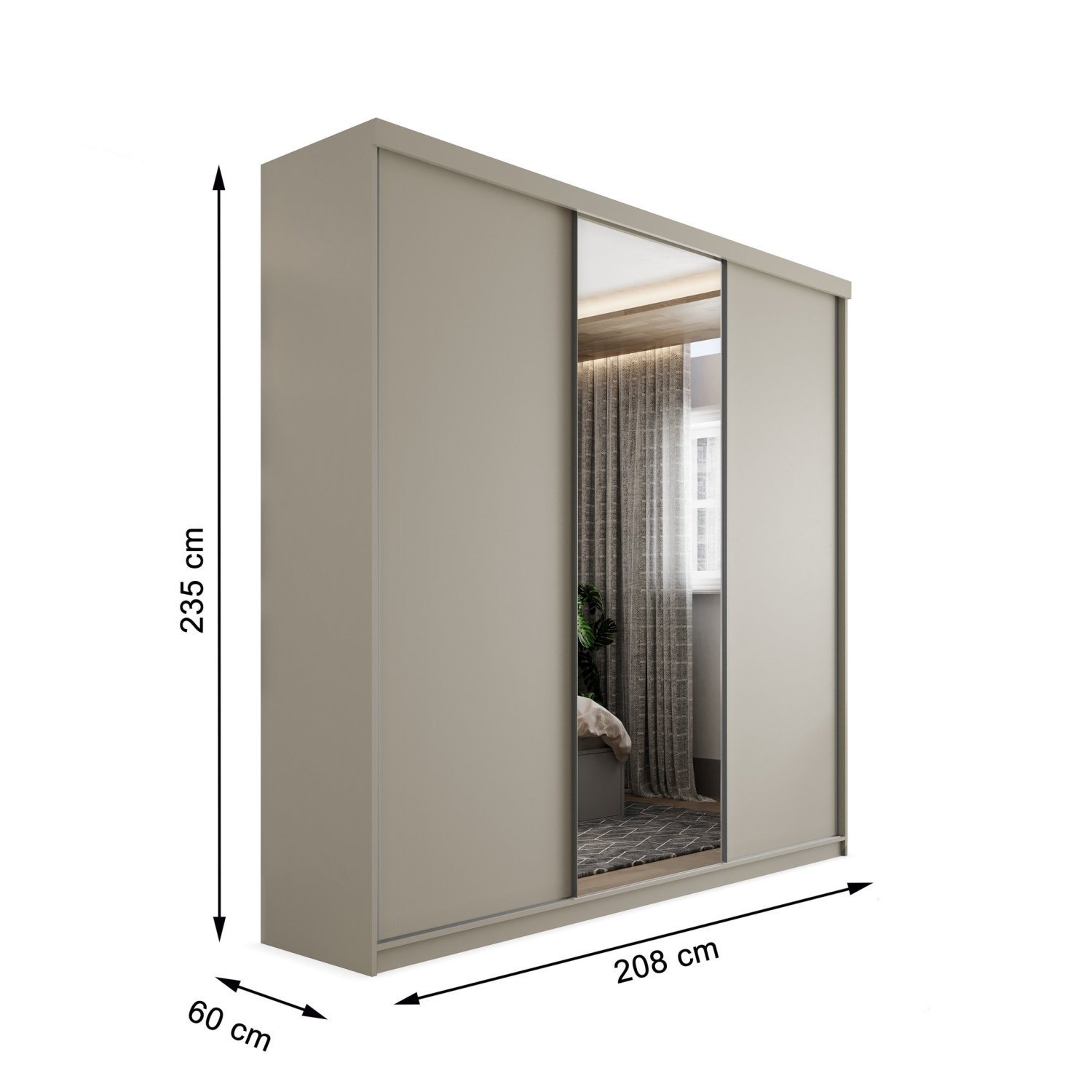 Guarda-roupa Casal 100% Mdf Bp com 3 Portas e 1 Espelho Geneve - 4