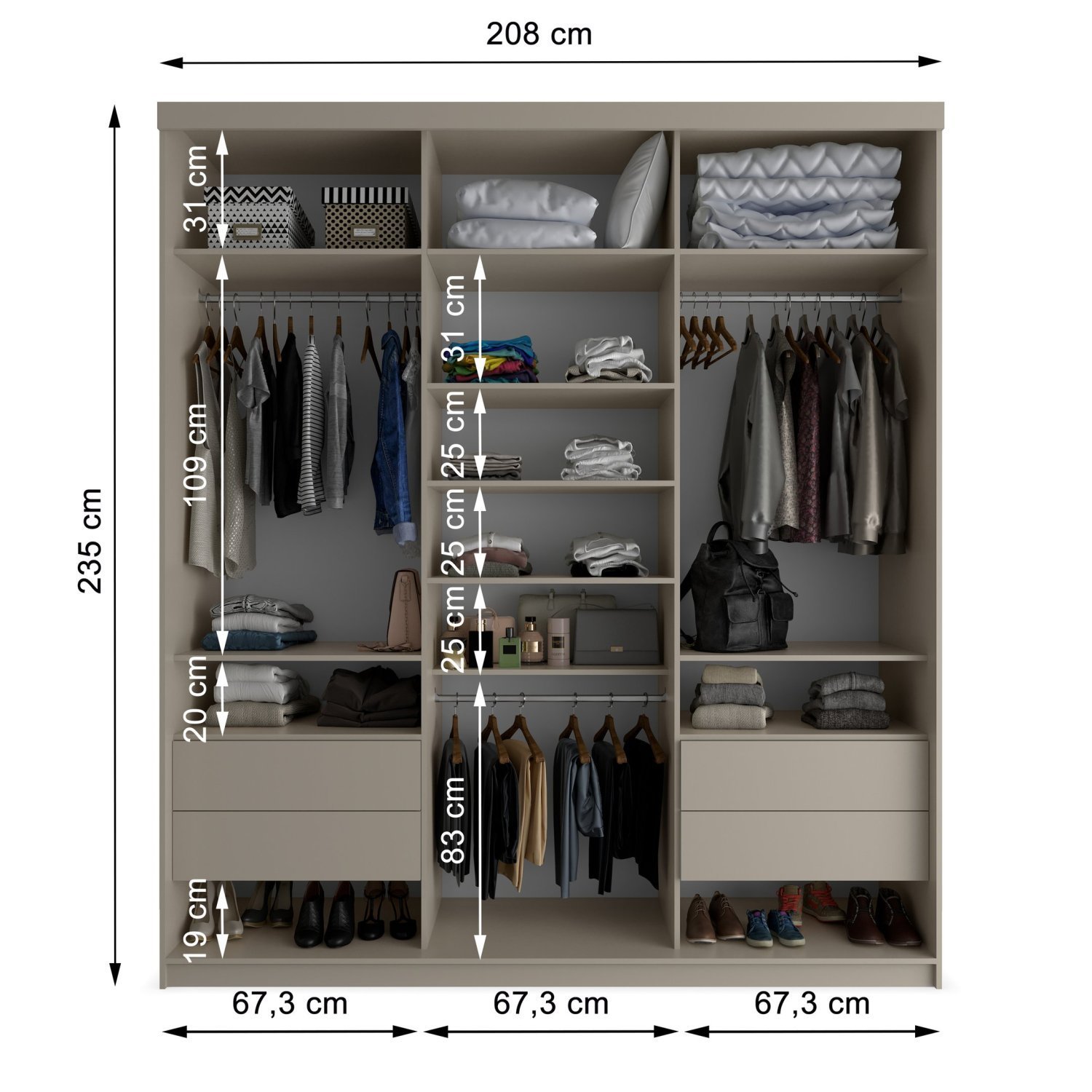 Guarda-roupa Casal 100% Mdf Bp com 3 Portas e 1 Espelho Geneve - 5