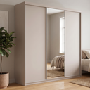 Ver imagem 1 de Guarda-Roupa Casal 3 Portas e 1 Espelho 100% MDF Geneve Bege/Panna
