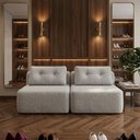 Ver imagem 2 de Sofá Modular Cielo 240cm Recepção Loja Sala de Estar Bouclê Cinza Claro - Montanari's Decor