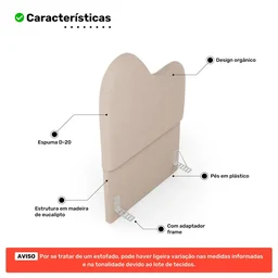 Cabeceira Orgânica Cama Box Solteiro Sea 90cm com Frame Bouclé Bege - Abmaza - 5
