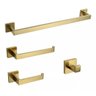 Kit Acessórios para Banheiro Aço Inox Acabamento Quadrado Dourado Escovado 4 Peças - 1