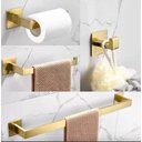 Ver imagem 2 de Kit Acessórios para Banheiro Aço Inox Acabamento Quadrado Dourado Escovado 4 Peças