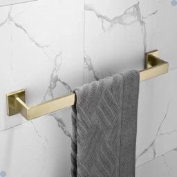 Kit Acessórios para Banheiro Aço Inox Acabamento Quadrado Dourado Escovado 4 Peças - 11