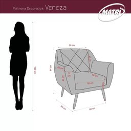 Poltrona Decorativa para Sala de Estar Veneza - 3