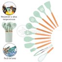 Ver imagem 3 de Kit 12 Utensílios de Cozinha Peças de Silicone e Cabo de Madeira Madeira Resistentes - Verde