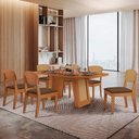 Ver imagem 2 de Mesa Carolina 180 Tampo Mdf Canto Copo 6 Cadeiras Copper Premium Moderna Mobilia