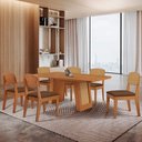 Ver imagem 3 de Mesa Carolina 180 Tampo Mdf Canto Copo 6 Cadeiras Copper Premium Moderna Mobilia